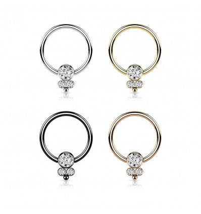 Piercing ring med 3 steiner