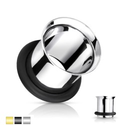 Tunnel med O-Ring - 22 mm Kirurgisk stål Sort | Piercingfabrikken.dk