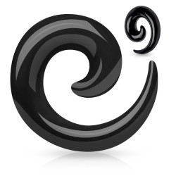 Sort Spiral Taper - 6 mm Akryl Sort | Piercingfabrikken.dk