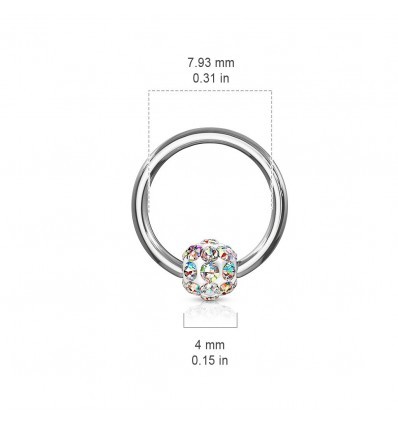 Piercing Ring med Krystal Kugle