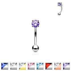 Buet Stav med Lille Klar Sten - Blå sten / Sølv stav - Daith Piercing - Kirurgisk stål 316L - Ørepiercing Smykker | Piercingfabrikken.dk