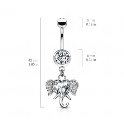 Navlepiercing med Stenbesat Elefant
