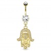 Navlepiercing med gullfarget Hamsa Hand