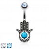 Navlepiercing med Hamsa Hand & Turkis Ball