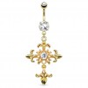 Navlepiercing med Fleur de Lis Cross