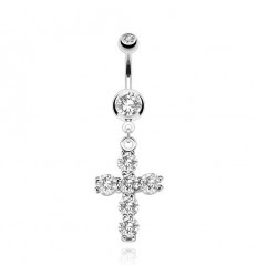 Navlepiercing med Stone Cross