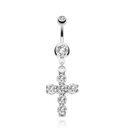 Navlepiercing med Stone Cross