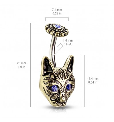 Navlepiercing med Tribal Cat
