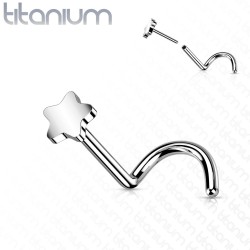 Næsepiercing i Titanium med Stjerne - 0,8 mm Sølv Titanium | Piercingfabrikken.dk