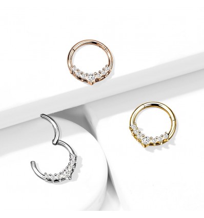 Piercing ring med klikker og 7 steiner