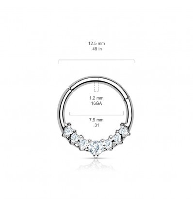 Piercing Ring med Clicker og 7 Sten