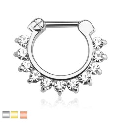 Piercing Ring med Sten Kant - Sølv - Daith Piercing - Kirurgisk stål 316L - Ørepiercing Smykker | Piercingfabrikken.dk