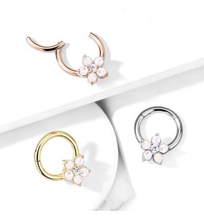 Clicker Ring med Opalite Blomst