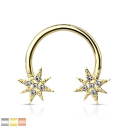 Hestesko med Stjerner - 1,2 mm 8 mm Guld Kirurgisk stål Klar | Piercingfabrikken.dk