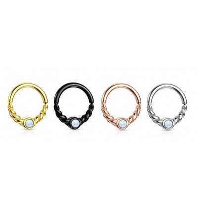 Twisted Piercing Ring med Opalitt