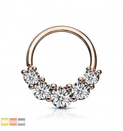 Piercing ring med 5 steiner
