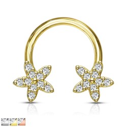 Hestesko med Blomster - 1,2 mm 8 mm Guld Kirurgisk stål Klar | Piercingfabrikken.dk