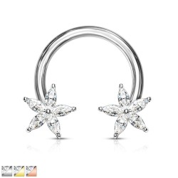 Hestesko med Blomster Kugler - 1,6 mm 12 mm Guld Kirurgisk stål Klar | Piercingfabrikken.dk
