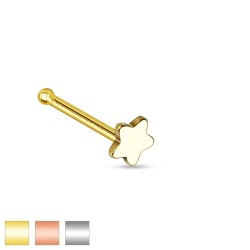 Næsestift med Stjerne - 0,8 mm Kirurgisk stål Rose Guld | Piercingfabrikken.dk