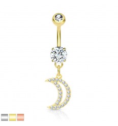 Navlepiercing med Crystal Crescent