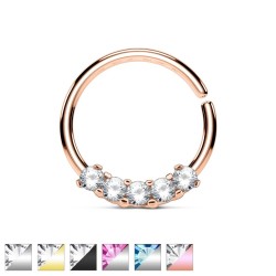 Endeløs Ring med 5 Sten - Guld / Klar Sten - Daith Piercing - Kirurgisk stål 316L - Ørepiercing Smykker | Piercingfabrikken.dk