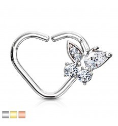 Daith-smykker med hjerte og sommerfugl