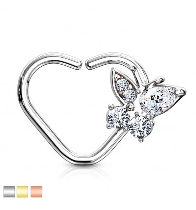 Daith-smykker med hjerte og sommerfugl