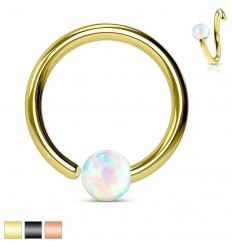 Farvet Ring med Fastmonteret Hvid Opalite