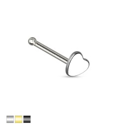 Næse Stift med Hjerte - 0,8 mm 4 8 mm Kirurgisk stål Sort | Piercingfabrikken.dk