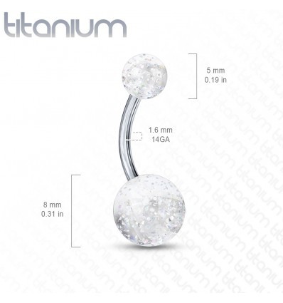 Navelpiercing van titanium met micaballetje