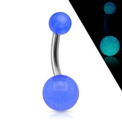 Navlepiercing i titanium med selvlysende kugler - Gul - Christina Piercing - ASTM Titanium grad 23 - Navlepiercing smykker | Piercingfabrikken.dk