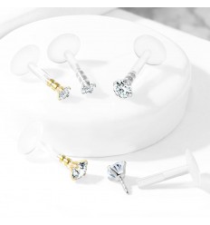 Labret i PTFE med flat rund stein