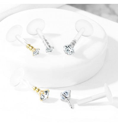 Labret i PTFE med flat rund stein
