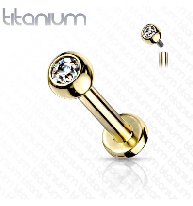 Labret i Titanium med Sten og Indvendigt Gevind