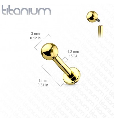Labret i titan med innvendig gjenge