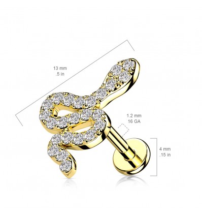 Labret med Crystal Snake