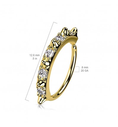 Piercing Ring med Spikes & Små Sten