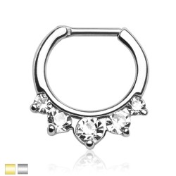 Piercing Ring med 5 Klare Sten - Guld - Daith Piercing - Kirurgisk stål 316L - Ørepiercing Smykker | Piercingfabrikken.dk