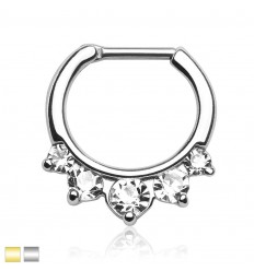 Piercing Ring med 5 Klare Sten
