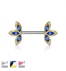 Brystpiercing med kronbladsblomst