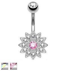 Navlepiercing med Flot Blomst - 1,6 mm 10 mm Aurora borealis Kirurgisk stål Uden vedhæng | Piercingfabrikken.dk