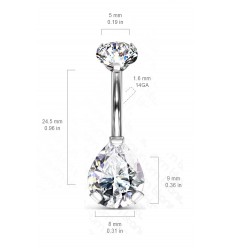 Navlepiercing med Drop Stone i titan