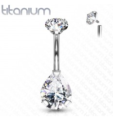 Navlepiercing med Drop Stone i titan