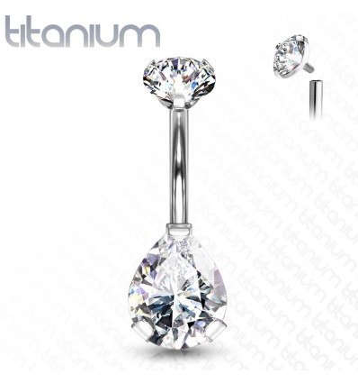 Navlepiercing med Drop Stone i titan