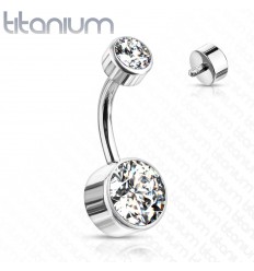 Navlepiercing i titan med flate kuler