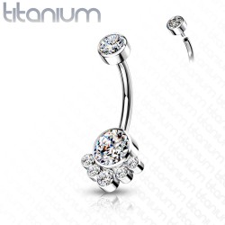 Navlepiercing i Titanium med 6 Sten - Klar - Christina Piercing - Titanium - Navlepiercing smykker | Piercingfabrikken.dk