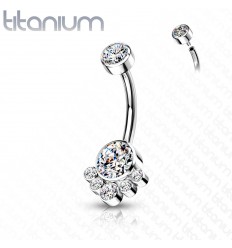 Navlepiercing i Titanium med 6 Sten
