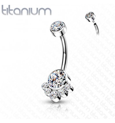 Navlepiercing i Titanium med 6 Sten