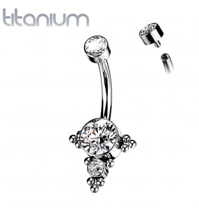 Navlepiercing i titan med 13 steiner