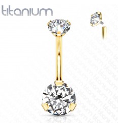 Navlepiercing i titan med stor stein